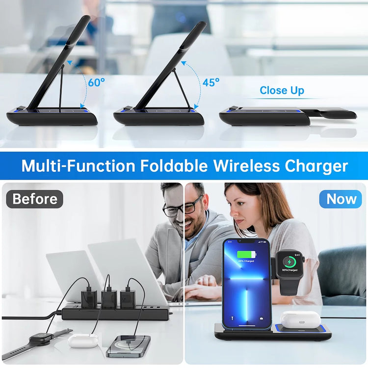 3 in 1 Wireless Charger, 18 w Fast Charging Station for Iphone and Androids,
Comes in black as shown in image
