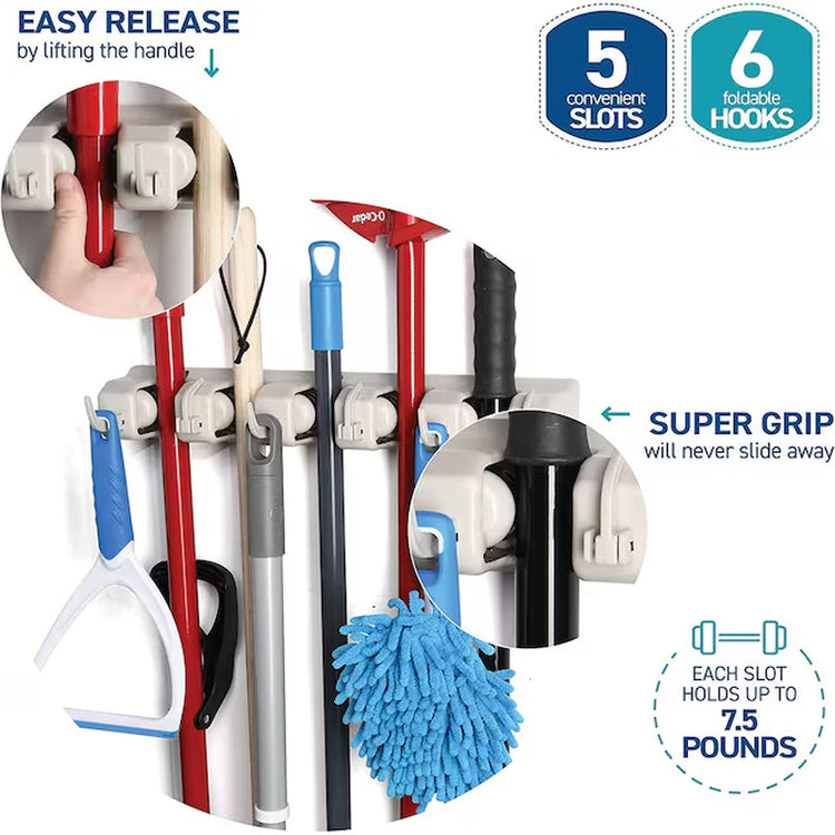 1 -Tier Cabinet-Mount Gray Plastic Mop