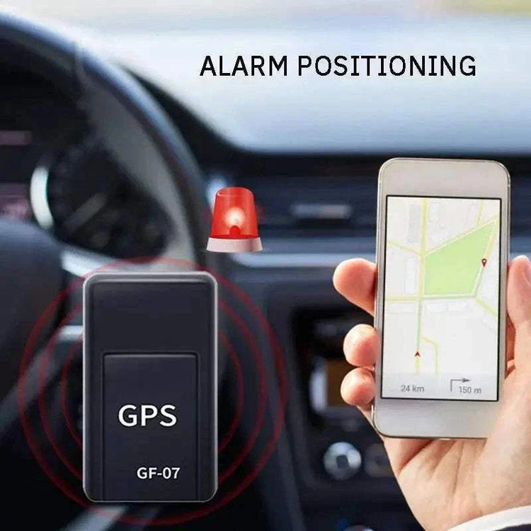 Universal Tracking Device GF-07 mini GPS car tracker with real-time alarm positioning displayed on smartphone map