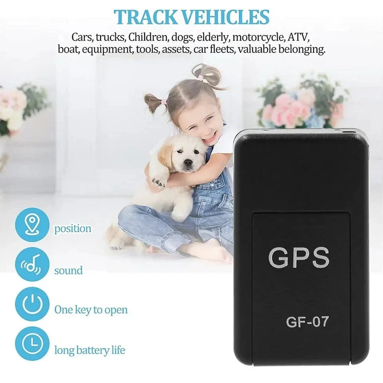 Compact micro magnetic GPS tracker GF-07 for real-time vehicle and asset tracking with long battery life and sound alert features