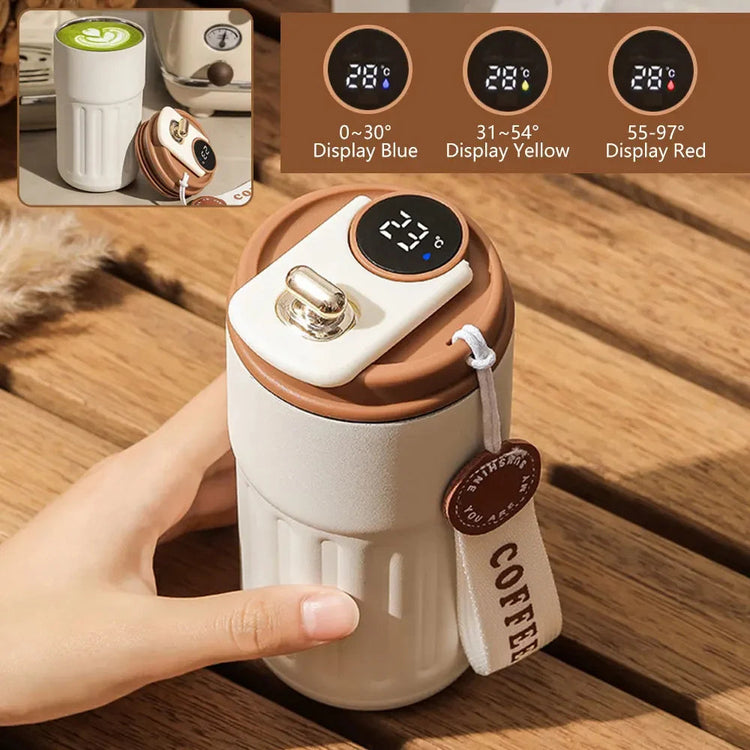 Smart Thermos Bottle with LED temperature display and durable 316 stainless steel construction for coffee and beverages.
