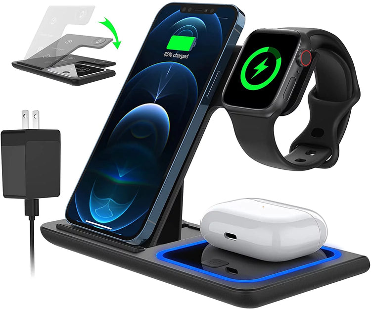 3 in 1 Wireless Charger, 18 w Fast Charging Station for Iphone and Androids,
Comes in black as shown in image