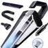 Silver portable car cordless vacuum cleaner with high suction, wireless design, and multiple attachments including brush, hose, and crevice tool.