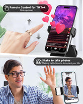 Smart Ring Health Tracker with remote control for TikTok and shake to take photos features on finger worn ring
