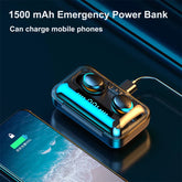 2023 F9 upgrade TWS Bluetooth earphones with 9D stereo sound and 1500mAh emergency power bank charging phone
