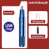 Blue USB rechargeable nose hair trimmer with shaver head, charging cable, and cleaning brush accessories
