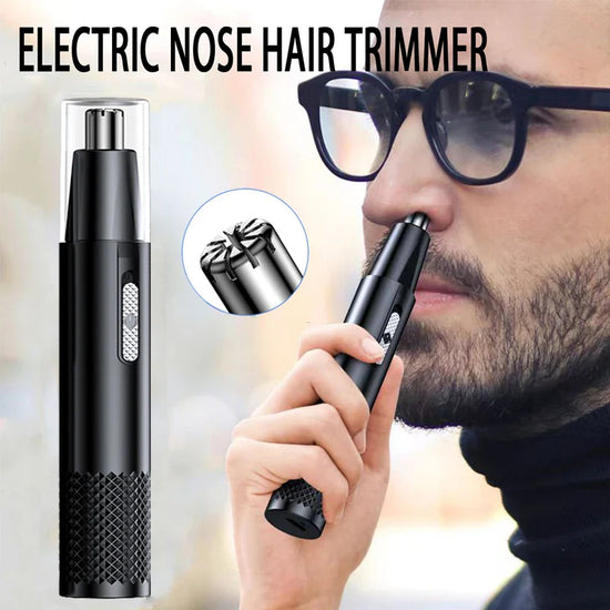 Portable electric nose hair trimmer with USB charging and stainless steel blade in black color