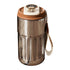 Smart thermos bottle with LED temperature display, 316 stainless steel, 450ml capacity, brown lid, and carry strap.