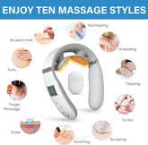 Neck Massager with Heat, Intelligent Electric Neck Massagers for Deep Tissue, Portable & Cordless Heated Neck & Shoulder Massagerr, for Reduce Fatigue, with 10 Modes & 16 Levels, Gift for Women Men