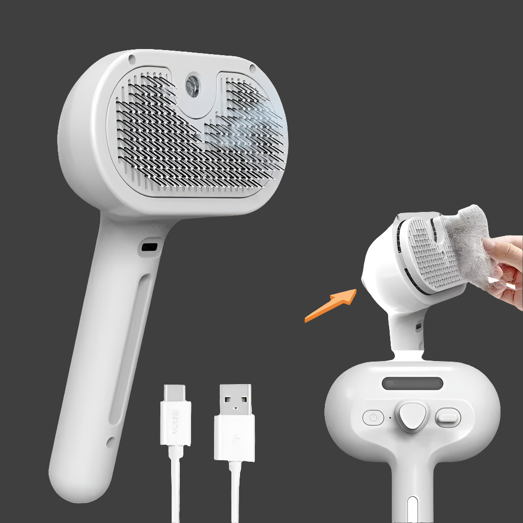 Electric Pet Cleaning Brush Steam Spray Brush Massage Hair Removal Comb Anti-Tangle Brush